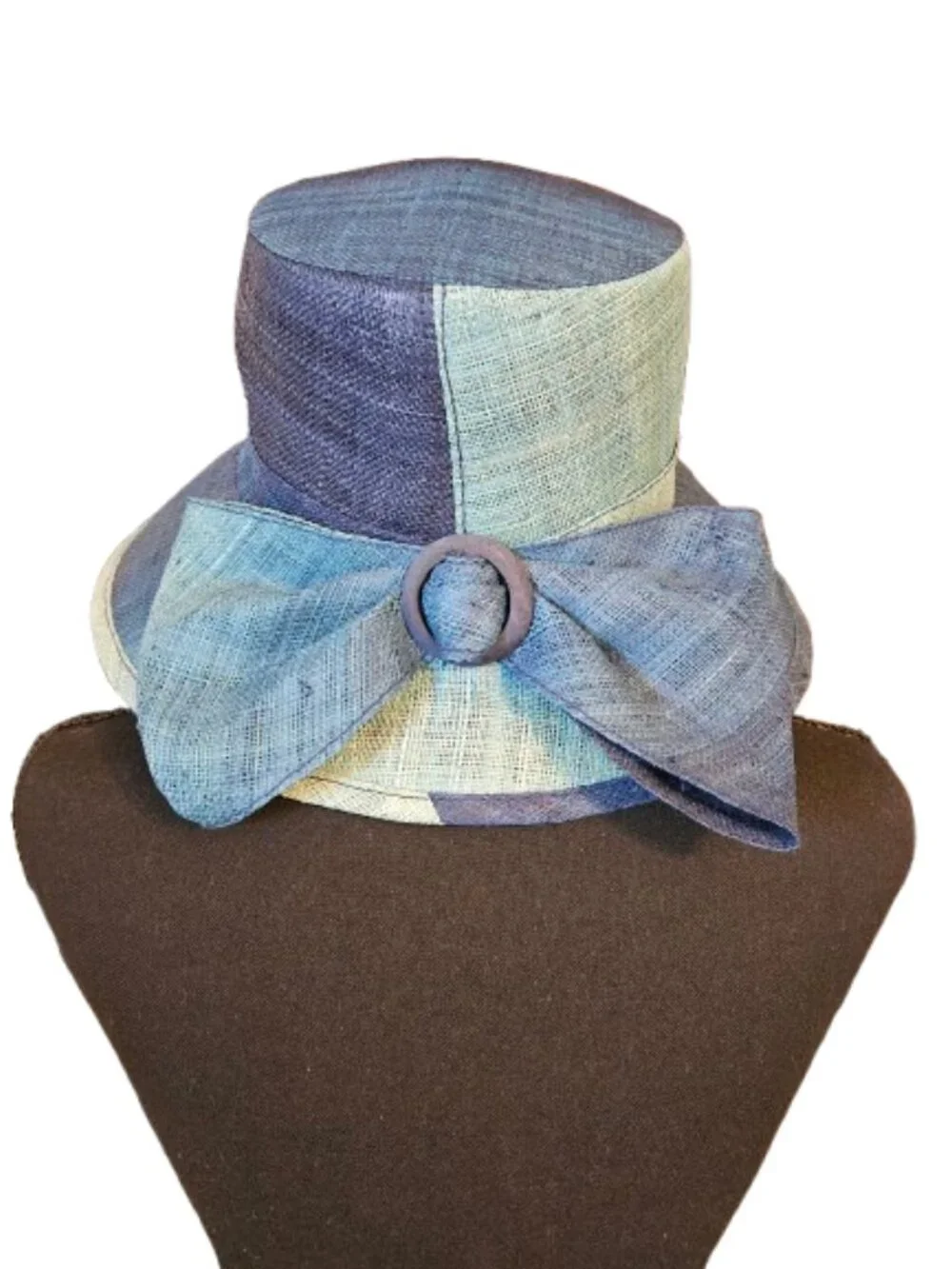 Liz Claiborne Vintage-inspired Blue Green Toned Sinamay Straw Derby Style Hat